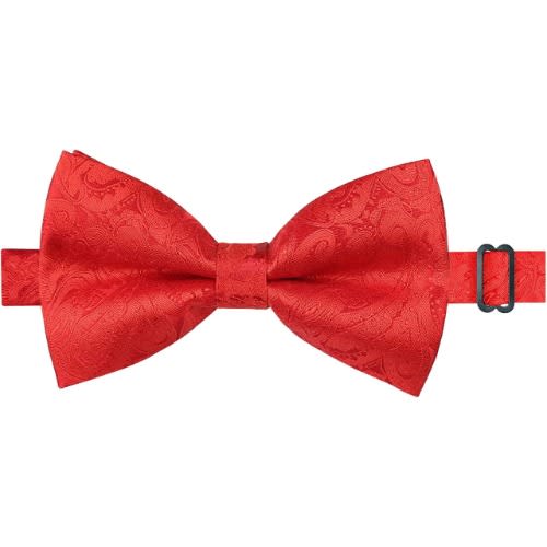 Men's Floral Bowtie With Cufflinks And Pocket Square  - Red