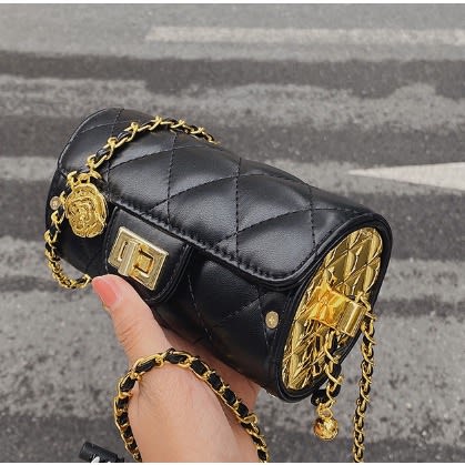 Quilted Sausage Design  Leather Purse - Medium Size