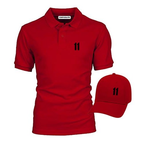 11 Polo & Cap Bundle  - Red, Red