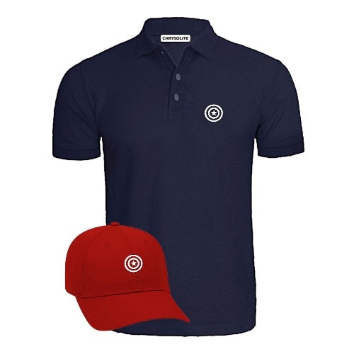 Captain Polo & Cap Bundle  - Navy Blue & Red