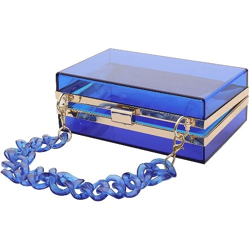 Acrylic Transparent Clutch Purse- Blue
