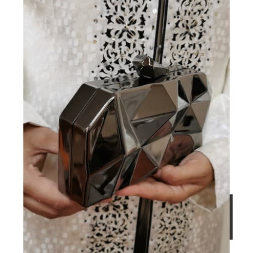 Metallic Prism Style Clutch Purse - Black