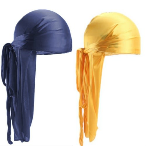 2 In 1 Silky Durags(Navy blue & Yellow)