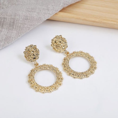 Vintage Round Shape Dangle Earrings - Gold Plated