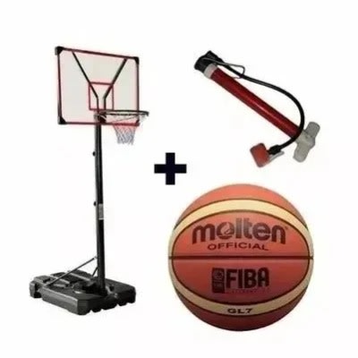 Basket Ball Stand Hoop & Net + Basketball Pump
