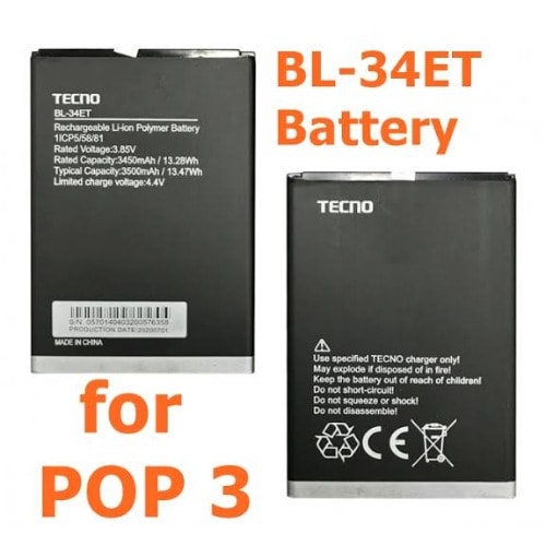 Replacement Battery For Tecno Pop 3 -3400mAh