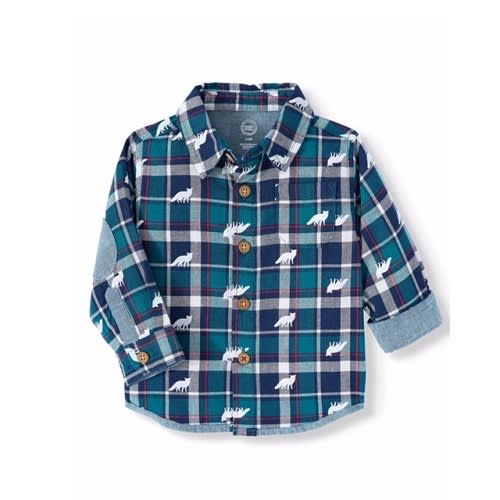 Toddler Baby Boys’ Long Sleeve Plaid Button Up Shirt
