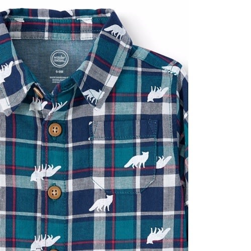 Toddler Baby Boys’ Long Sleeve Plaid Button Up Shirt