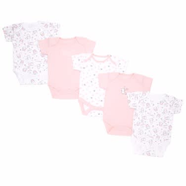 Girls Cotton Tonal Bodysuits - Pack Of 5