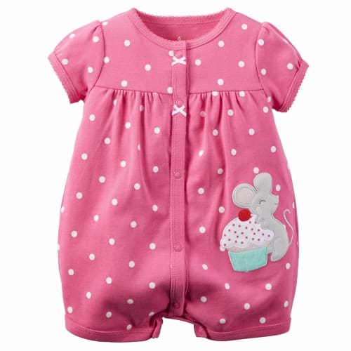 Girls Cupcake Design Romper - Pink