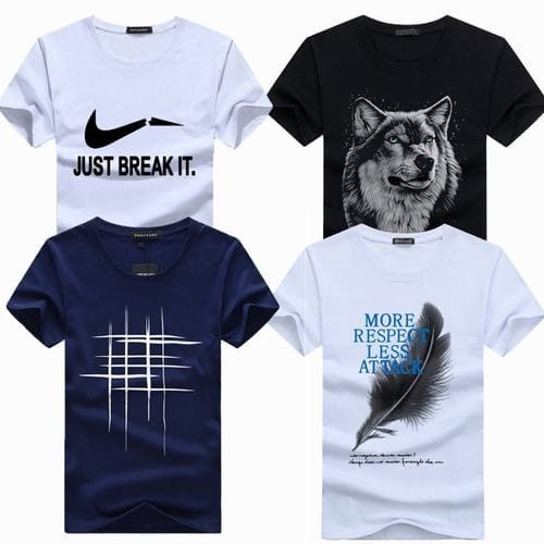 Men's Short Sleeve Print T-shirt - Set Of 4