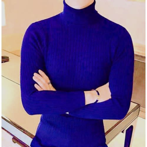 Ladies Turtleneck Long Sleeve T-shirt - Royal Blue