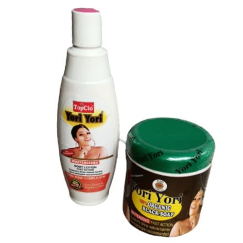Yori Yori Combo - Organic Black Soap - 500ml And Whitening Lotion - 350ml - 1 Pieces Each