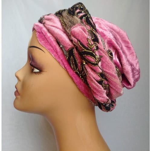 Double Wrap Laced Turban Head Wrap - Onion Purple