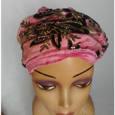 Double Wrap Laced Turban Head Wrap - Onion Purple