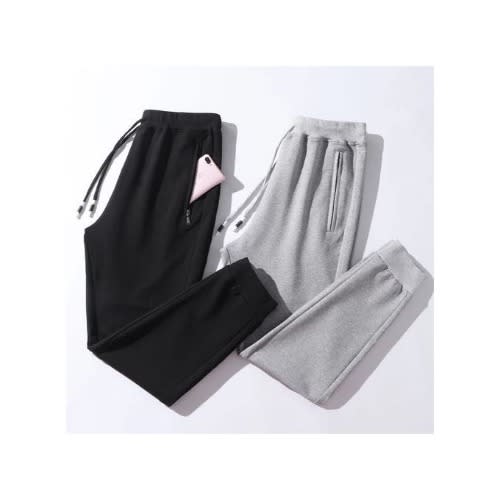 Quality Joggers With Zipper - Black And Grey - 2 Sets