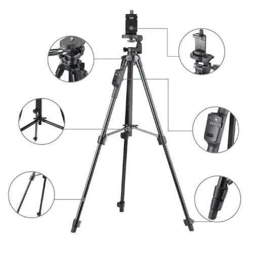 Lightweight Aluminum Tripod With Bluetooth Shutter For Mobile Phones And Cameras