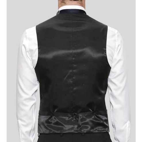 Paisley Floral Waistcoat With Hanky Set  - Black