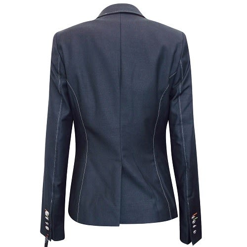 Wool Blend Contrast Stitch Badge Blazer Jacket