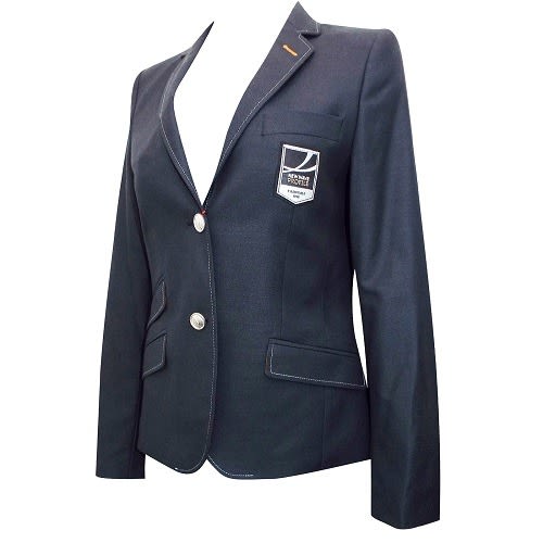 Wool Blend Contrast Stitch Badge Blazer Jacket