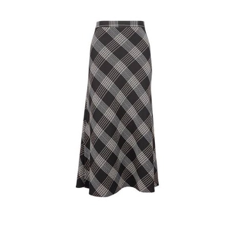 Checked Bias Midi Skirt - Black