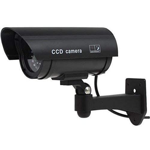 CCD Dummy CCTV Camera Flashing LED Light - Black