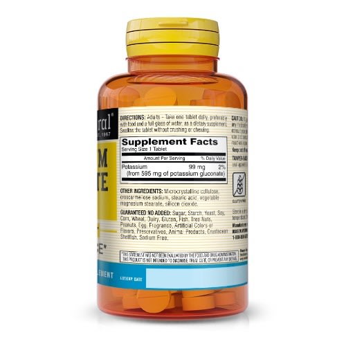 Potassium Gluconate Tablets - 595 Mg - 100 Ct - Supports Healthy Blood Pressure Levels