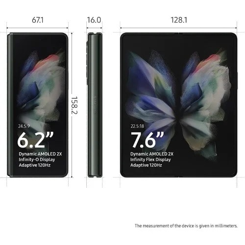 Galaxy Z Fold 3 - 5G - 7.6"amoled - 256GB ROM -12GB RAM -Dual Sim -Fingerprint - 4400mAh- Green