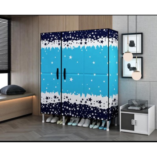 Steel Mobile Wardrobe With 2 Doors - Blue And White