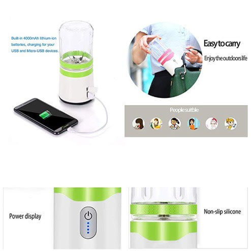 O'sengua Portable Personal USB Rechargeable 6 Blades Blender With 2 Cups - 300ml / 500ml
