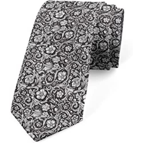 Men's Formal Shirt With Matching Tie  - Black & Floral Grey