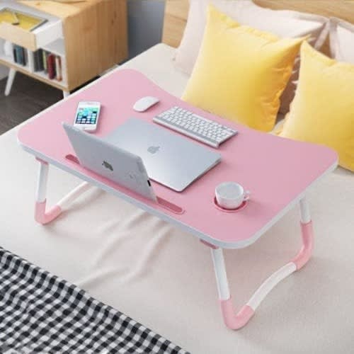 Laptop Table With Dock Stand & Cup Holder - Pink