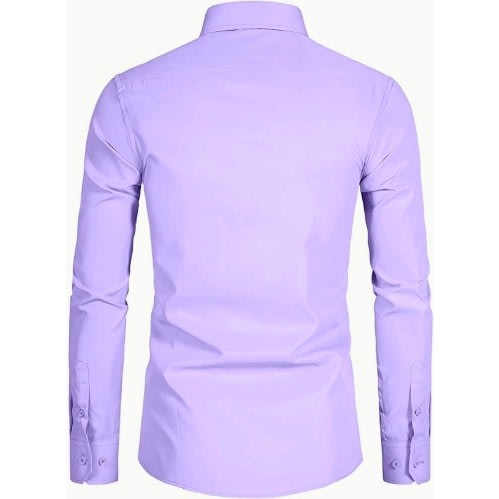 Men's Formal Dress Shirt With Matching Tie  - Light Purple & Deep Purple