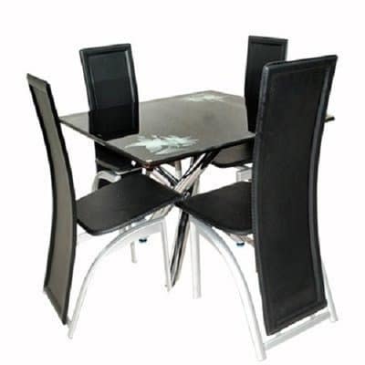 Glass Dining Table with 4 Chairs