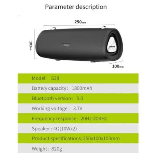 S38 Outdoor 3d Hifi Stereo Sound Bluetooth Speaker