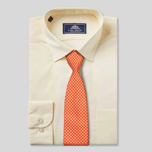 Men's Formal Shirt With Matching Tie  - Light Yellow And Red