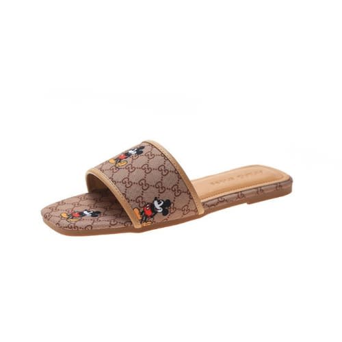 Women's Flat Slippers - Brown
