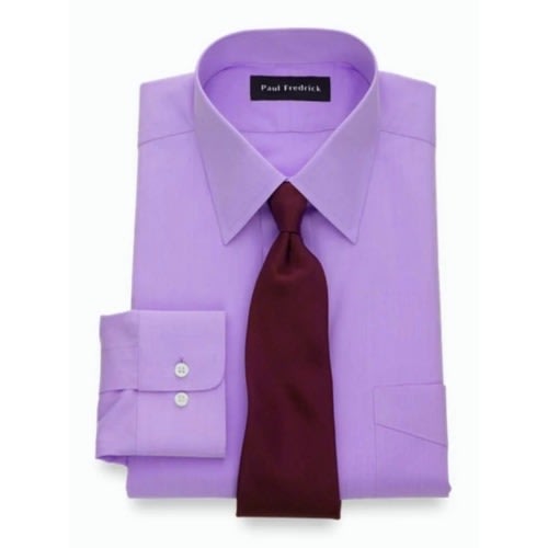 Men's Long Sleeve Shirt With Matching Tie  - Light Purple / Wine