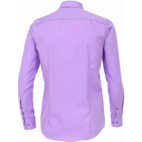Men's Long Sleeve Shirt With Matching Tie  - Light Purple / Wine