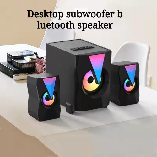 Wooden Multimedia Subwoofer Bluetooth Audio System With Rgb Lights