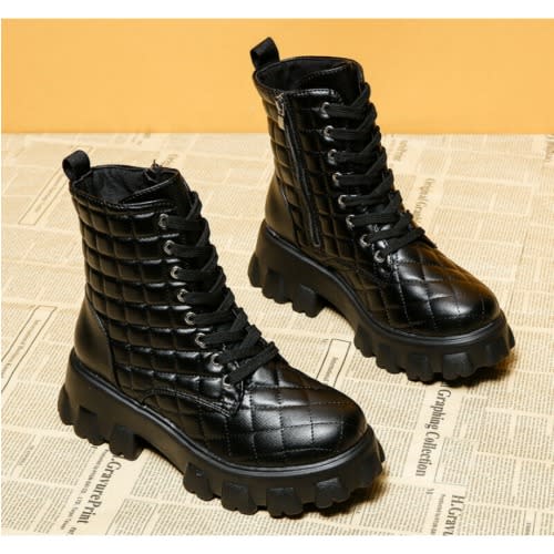 Women's Western Lace Up/zip Ankle Boot -black