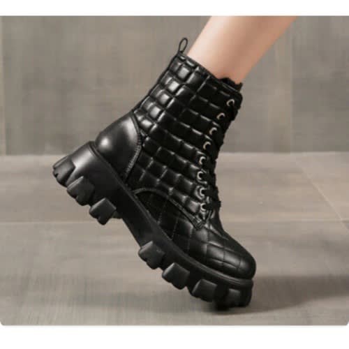 Women's Western Lace Up/zip Ankle Boot -black