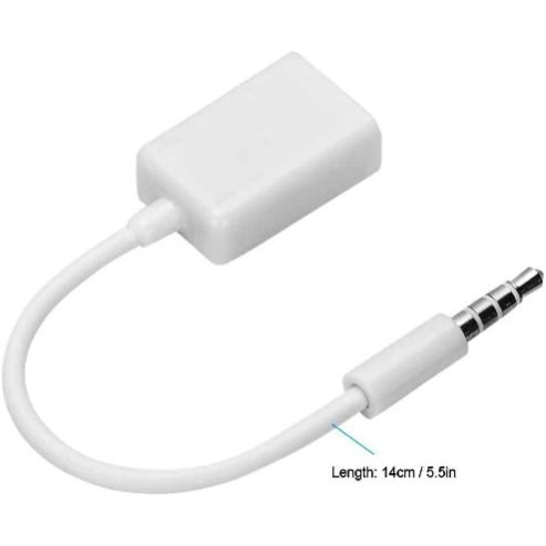 Male Aux Audio Plug Jack To Usb 2.0 Female Converter Cable Cord -3.5mm