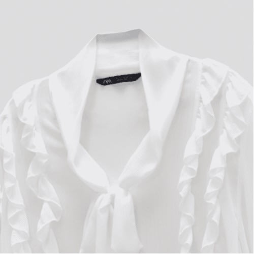 Oyster  Ruffled Blouse -White