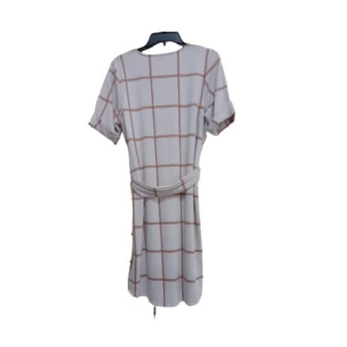 Flay Dark Cream & Brown Gown With Squares and Broad Loose Belt