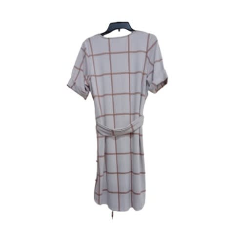 Flay Dark Cream & Brown Gown With Squares and Broad Loose Belt