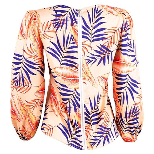 Floral Print Zipper Blouse