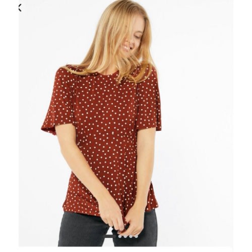 Spot Flutter Sleeve Blouse