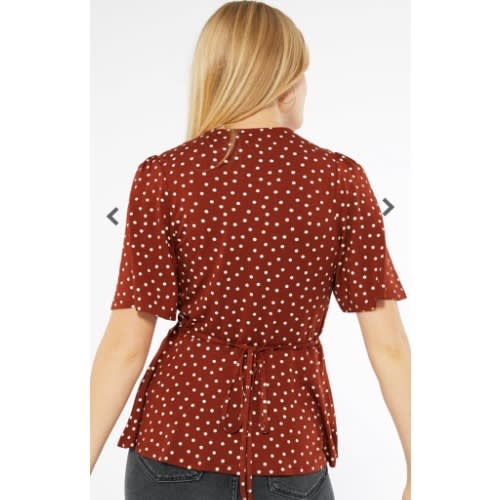 Spot Flutter Sleeve Blouse