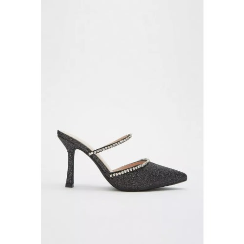 Echo Black Glitter Point Mule